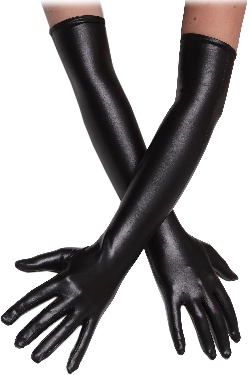 GUANTI SPANDEX LACCATO LAMINATO NERO DONNA